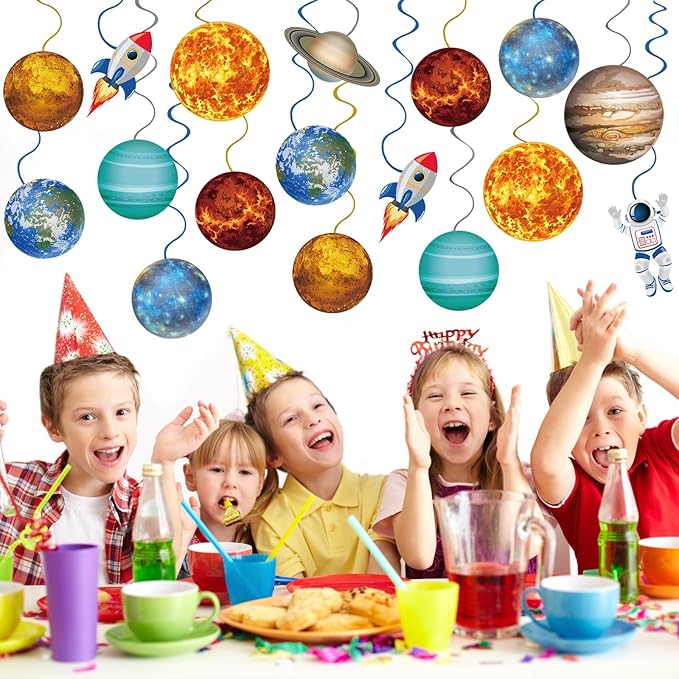 40Pcs Solar System Hanging Swirl Decorations, Outer Space Party Ceiling Hanging Swirls Space Themed Party Swirls Streamers for Space Themed Birthday Baby Shower Party Decor Supplies