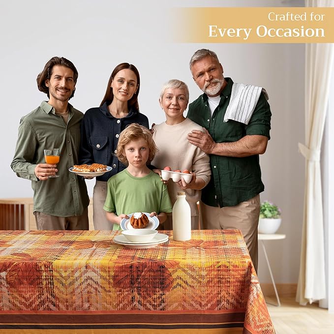Maison d' Hermine Table Cloth Square Table 100% Cotton 60 x 60 Inches Fall Tablecloth Reusable Everyday Use for Thanksgiving Christmas Decorations Dining Farmhouse Party (Thanksgiving Tartan)