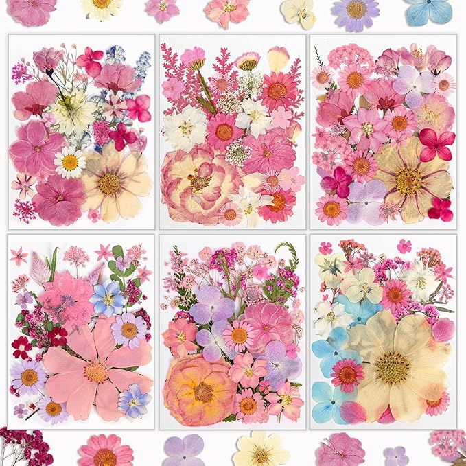 Dried Flowers for Resin, Resiners Dried Flowers for Candle Making Red Real Natural Pressed Flowers Dry Leaves Kit for DIY Crafts Resin Soap Scrapbook Supplies Card Making Jewelry (Baby Pink 150PCS)