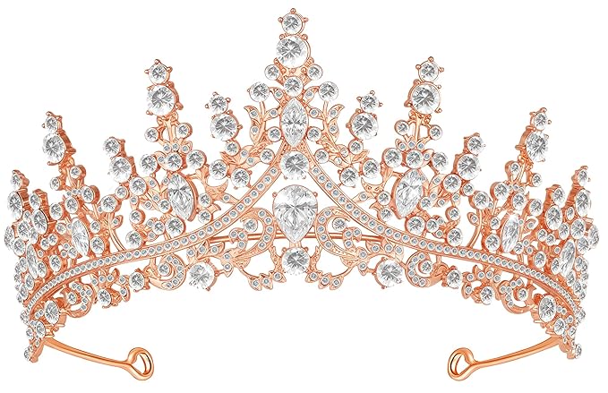Tiara Crown for Women, Queen Tiara for Birthday Prom Bridal Party Custome Rose