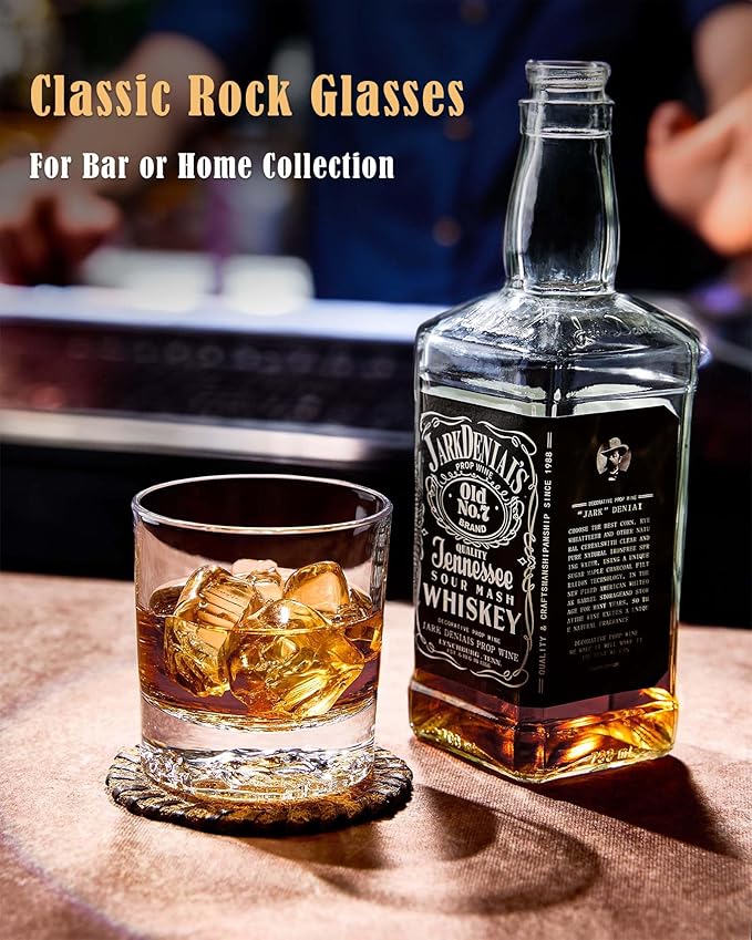 JBHO Premium Whiskey Glasses with Different Animals On Heavy Base, 10 Oz Double Old Fashioned Glasses Set of 4, Lowball Rocks Glasses with Deluxe Gift Box for Men, Serving Bourbon, Scotch
