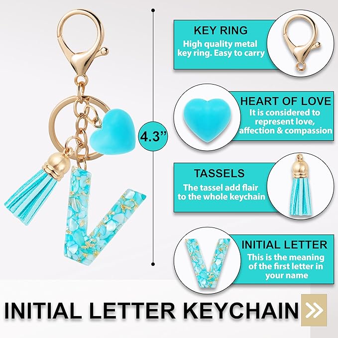 Initial Letter Keychain, Butterfly Keychain Cute Resin, Initial Keychain Backpack Charms, Key chain for Women, Girls
