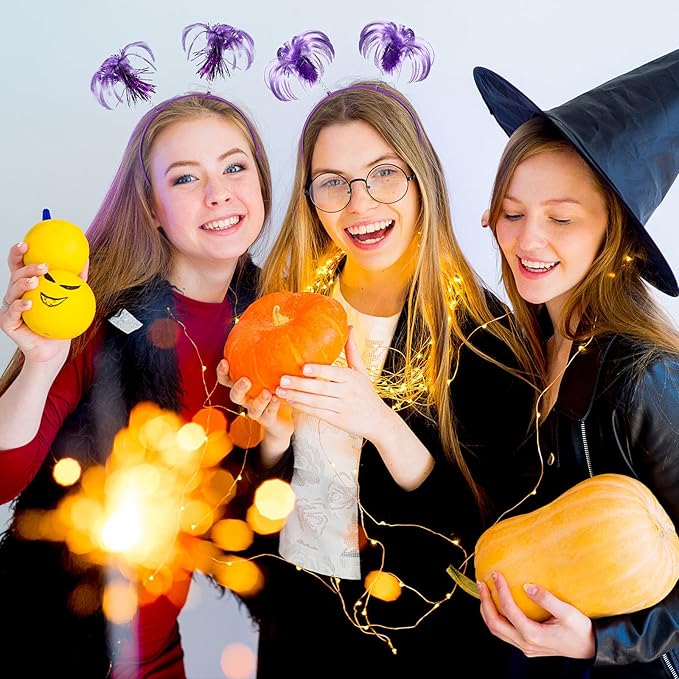 Censen 12 Pcs Christmas Pom Pom Headbands Spirit Party Headwear Tinsel Ponytails Head Bopper for Birthday Holiday