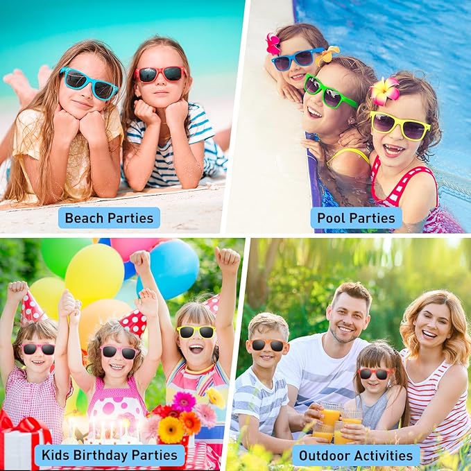 Kids Sunglasses Neon Glasses Kids Party Favors Bulk Bag Fillers Gift for Beach Pool Birthday Party Supplies