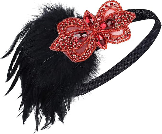 Women flapper feather headband for 1920s theme party Gatsby Headpiece for 20S Party