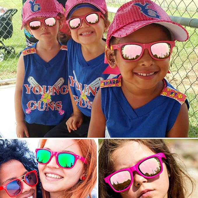 Fsmiling Hotpink Sunglasses Bulk Adult Party Sunglasses 80s Sunglasses Pack for Men Women Valentine's Day Party Favors-10Pack