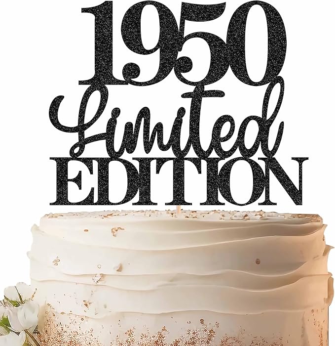 Limited EDITION 1950 Cake Topper - Black Glitter Happy 75th Birthday Party Cake Decoration Supplies, Cheer to 75 Years Cake Bunting Decor for 75th Birthday Party Photo Booth Props