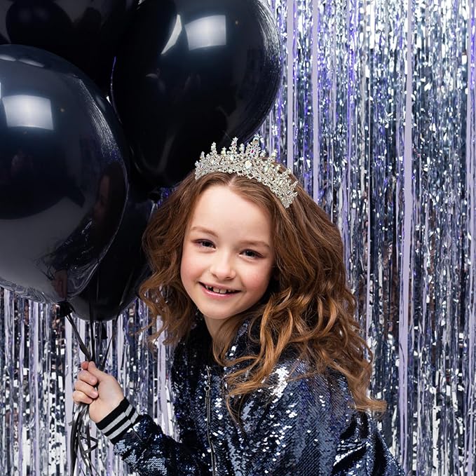 Velscrun AB Silver Crystal Birthday Tiara Crowns for Women Girls Princess Crown with Combs Birthday Girl Headband Sash Happy Birth Party Decorations Birth Gift Cake Topper Hair Accessories