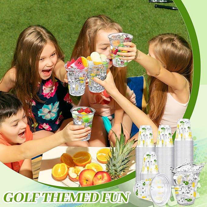 50 Pcs Masters Golf Ball Party Supplies Bulk Clear Plastic Cups 12oz Disposable Let's Par-tee for Home Sports Golf Themed Birthday Bachelor Party Supplies Favors (Yellow,Green,White)