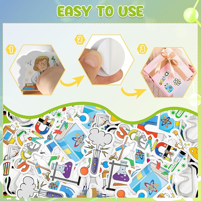 300Pcs Science Foam Stickers, Self-Adhesive Chemistry Biology Physics Stickers Science Laboratory Decals Sticker Decorations for Home Office School DIY Art Craft Teacher Classroom Supplies