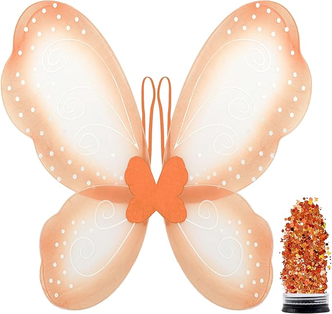 Funcredible Butterfly Wings with Chunky Glitter - Butterfly Costume - Fairy Wings Costume Set - Fairy Costume for Woman