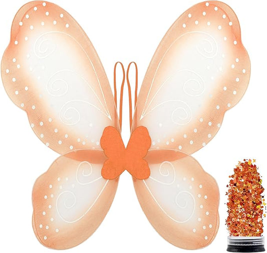 Funcredible Butterfly Wings with Chunky Glitter - Butterfly Costume - Fairy Wings Costume Set - Fairy Costume for Woman