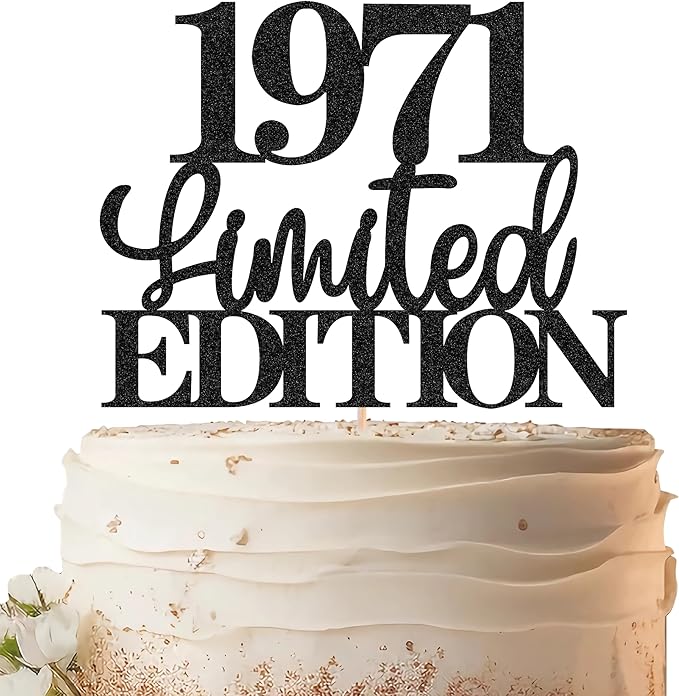 Limited EDITION 1971 Cake Topper - Black Glitter Happy 54th Birthday Party Cake Decoration Supplies, Cheer to 54 Years Cake Bunting Decor for 54th Birthday Party Photo Booth Props
