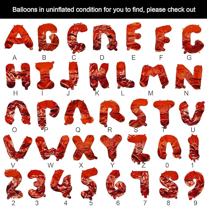 [85 PCS] 16" Foil Personalized Name Happy Birthday Balloons Letters, Mylar Aluminum Custom Name and Age Letter Balloons, 2 Sets A- Z & 0-9 for Birthday Party Graduation Wedding Holiday Event(Red)