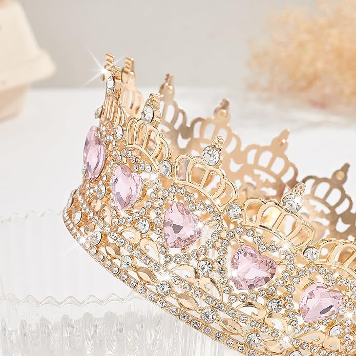 Queen Crown Wedding Rhinestone Heart Crowns and Tiaras for Women Costume Party Hair Accessories Princess BirthdayCrown Crystal Bridal Crown
