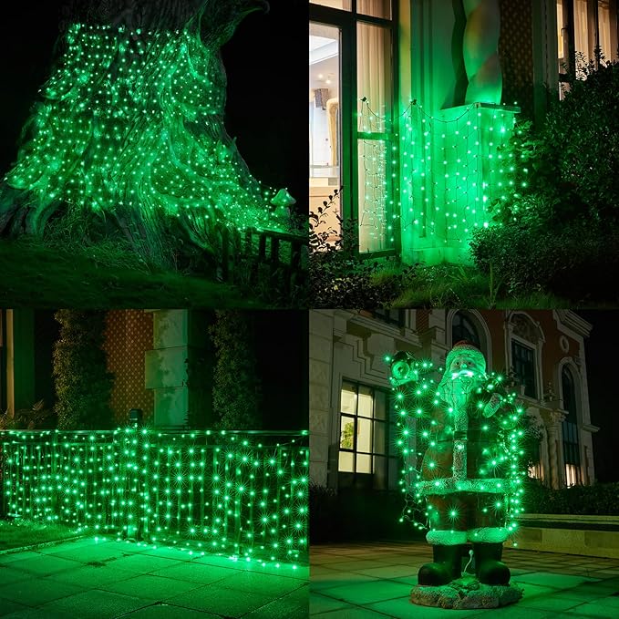 Led Christmas Net Lights Green Outdoor Christmas Lights 160LED 5ftx7ft, Waterproof Outdoor Indoor Fairy Mesh Net Light for Xmas Party, Yard, Patio, Trees, Shrubs, Bushes Decorations