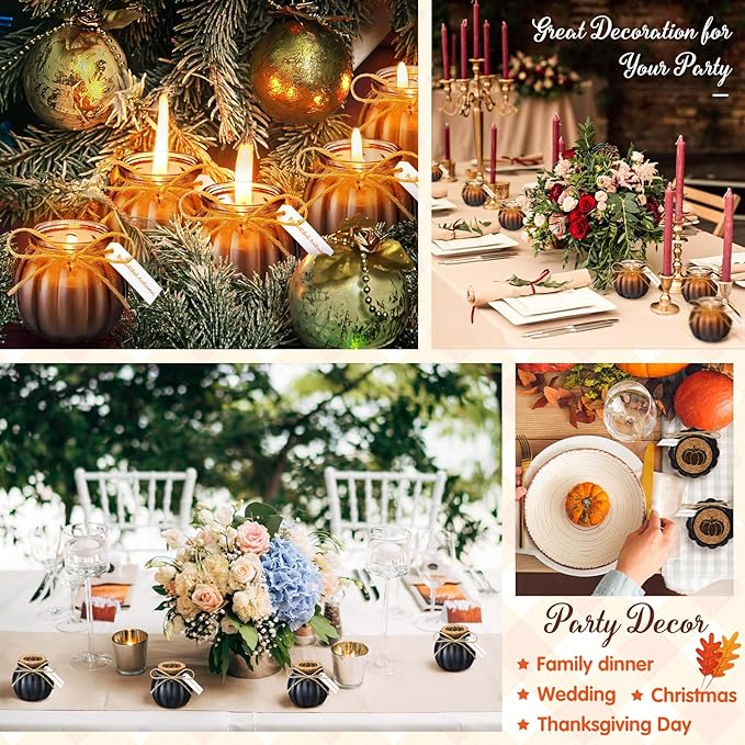Lounsweer Set 12 Pumpkin Shaped Candles 5 oz Cute Scented Fall Pumpkin Candles Gift Farmhouse Home Table Halloween Decoration(Black)