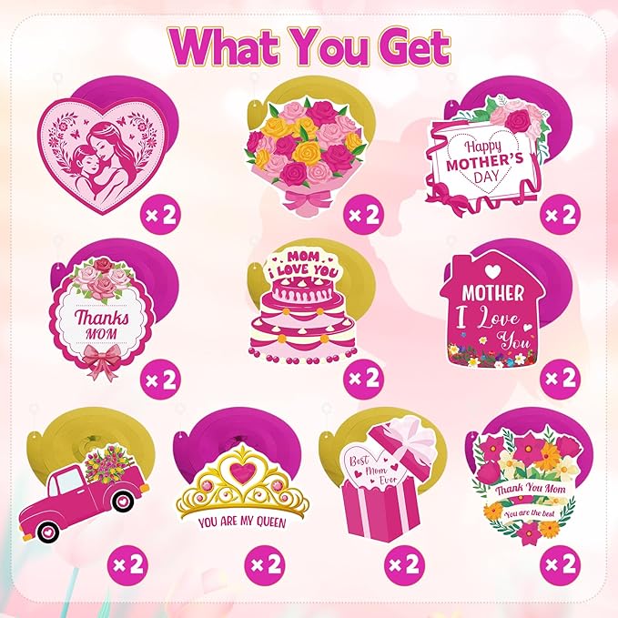 40Pcs Mother's Day Decorations Hanging Swirls, Double Sided Mother's Day Hanging Decorations Best Mom Ever Ceiling Hanging Foil Swirls for Mothers Day Party Decor