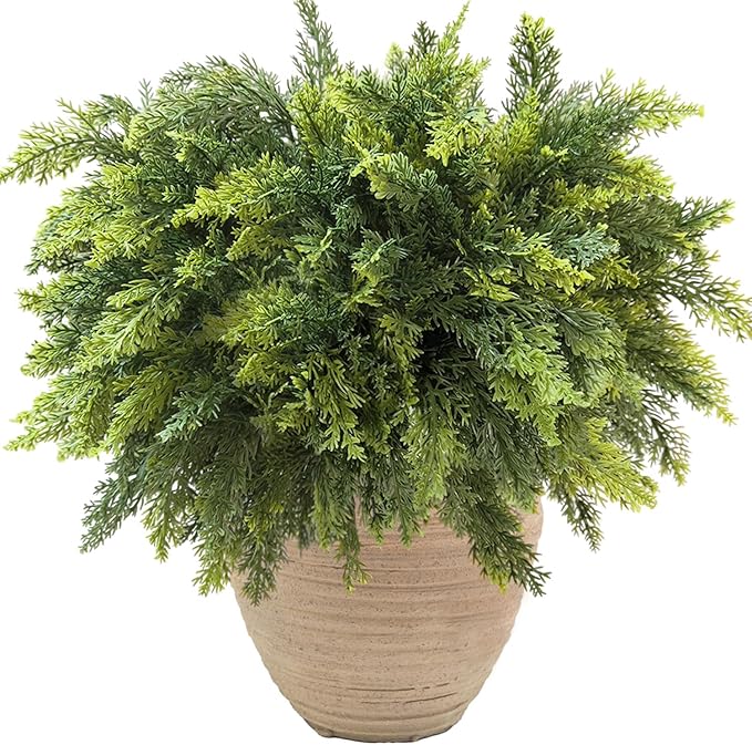 Orgrimmar 12 Pcs Christmas Real Touch Cedar Branches- 18" Artificial Christmas Fake Pine Picks Faux Greenery Stem,Ideal for DIY Crafts, Wreaths & Garland, Indoor/Outdoor Holiday Decor