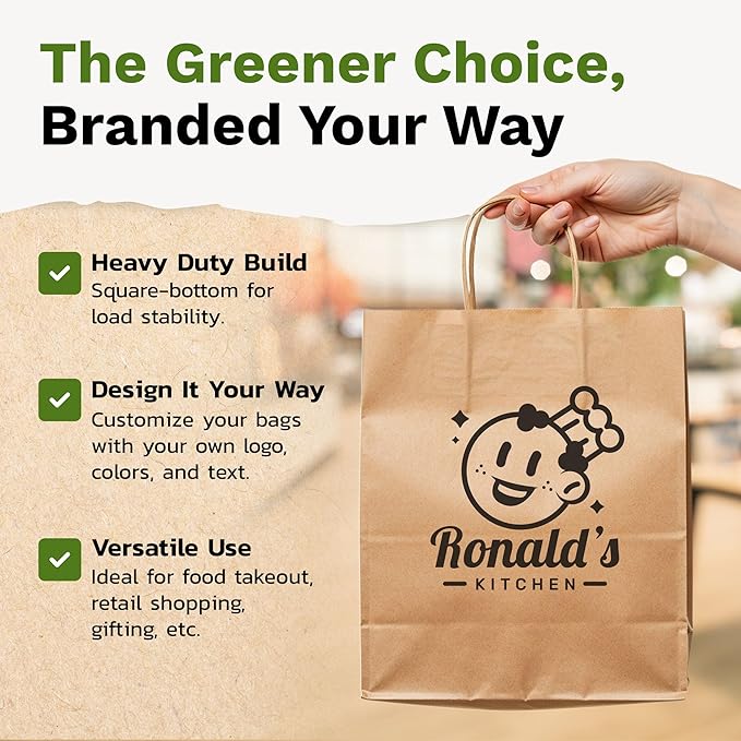 2.500 PACK | EKOBAGS Granvia |10x7x12 inches | Kraft Paper Gift Bags with Handles | 115 GSM Brown Paper Bags for Small Business, Shopping & Party Favors | Recyclable | Holds up to 13.8L/8 lbs