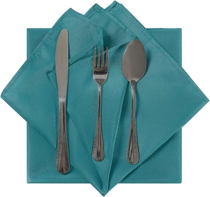 Cloth Napkins 20x20 inch Washable Polyester Dinner Napkins Soft Table Napkins for Wedding Party Dining Banquet(Teal,25PCS)
