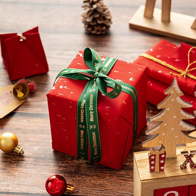 WRAPAHOLIC Red Wrapping Paper Roll - Mini Roll - 17 Inch x 16.5 Feet - Gold Red Christmas Wrapping Paper with Silky Touch Perfect for Christmas, Birthday, Wedding, Baby Shower, Holiday