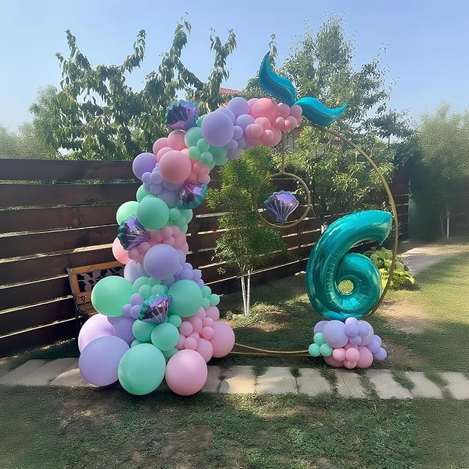 Mermaid Balloon Arch kit, 139 Pcs Pink Light Blue Purple Transparent balloon Little Mermaid Balloon Arch for Girl Kids Baby Shower Ocean Themed Party Decorations