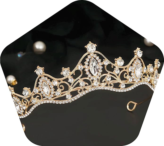 Crystal Crown for Women Girls Elegant Gold Princess Headband Sparkling Rhinestones Queen Tiara for Weddings Birthday Parties Proms Pageant Cosplay