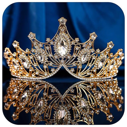 Crystal Princess Queen Tiara - Birthday Rhinestone Crowns Headband for Women Wedding Halloween Prom Pageant Party Coming of Age Ceremony Photo Props （HG057-White）