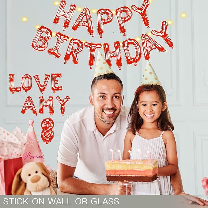 [85 PCS] 16" Foil Personalized Name Happy Birthday Balloons Letters, Mylar Aluminum Custom Name and Age Letter Balloons, 2 Sets A- Z & 0-9 for Birthday Party Graduation Wedding Holiday Event(Red)