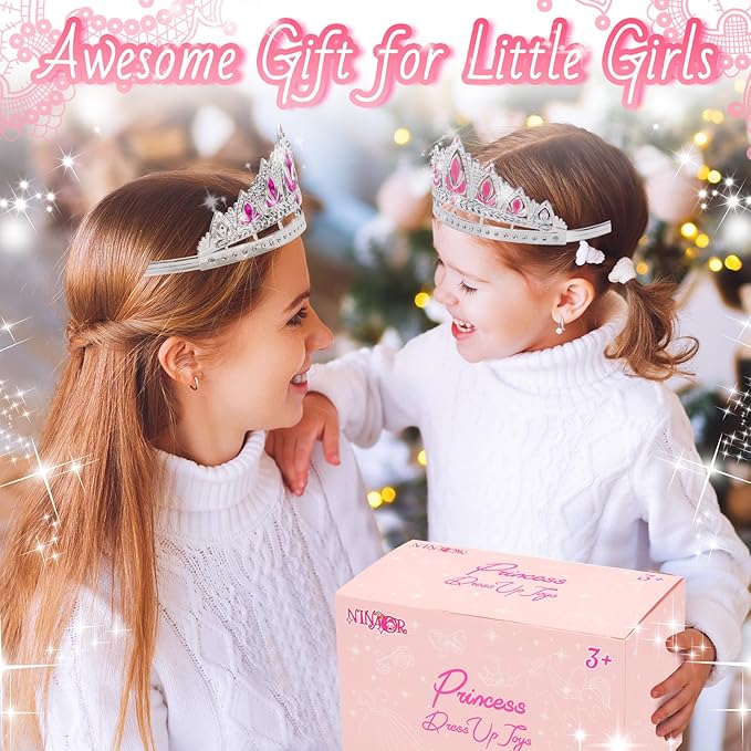 Princess Crown Party Favors, 16Pcs Princess Dress Up Tiaras for Birthday Girl Cosplay Accessories, Princess Pretend Play Jewelry Party Supplies