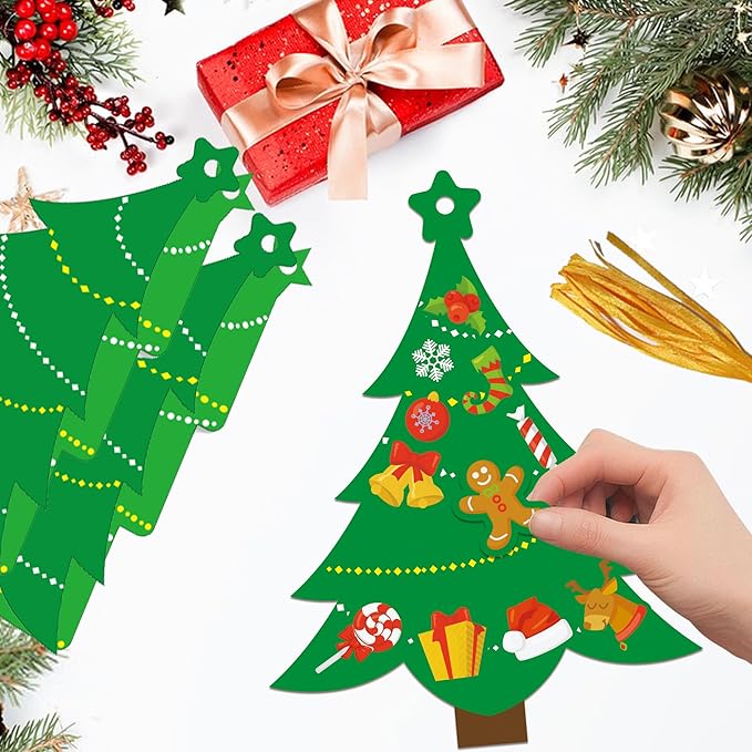BCCSNNM 48 Pcs Christmas Tree Stickers Kit for Christmas DIY Hanging Art Ornaments Making Your Own Xmas Craft for Winter Holiday Party Classroom Activities Party Favors Decoration