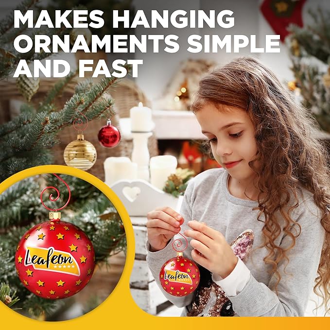 50 pcs S-Shaped Christmas Ornament Hooks – Perfect Ornament Hangers - Red Ornament Hooks for Christmas Trees Decoration