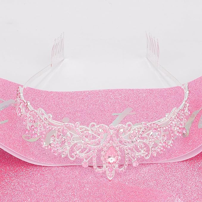Sweet 16 Birthday Crown and Sash for Girls, Sweet 16th Sashes and Tiara Set, 16th Birthday Party Decorations for Women, Pink Accessories Gifts for Girls
