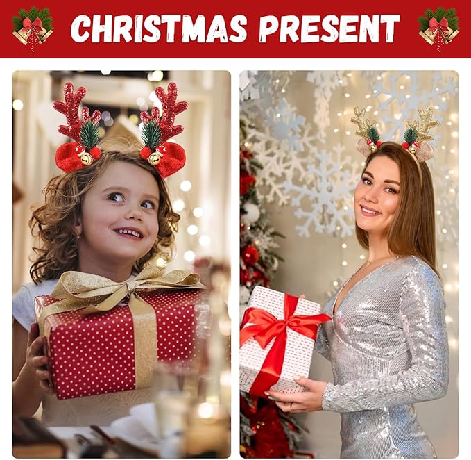 Reindeer Antlers Headband - Cute Deer Antlers for Xmas Party Favors