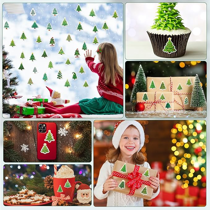 JULBEAR Christmas Tree Foam Stickers, 300 Pcs Bulk Self-Adhesive Christmas Tree Stickers for Arts Crafts Winter Christmas Xmas Tree Theme Party Favors Decoration Envelope Home DIY Supplies