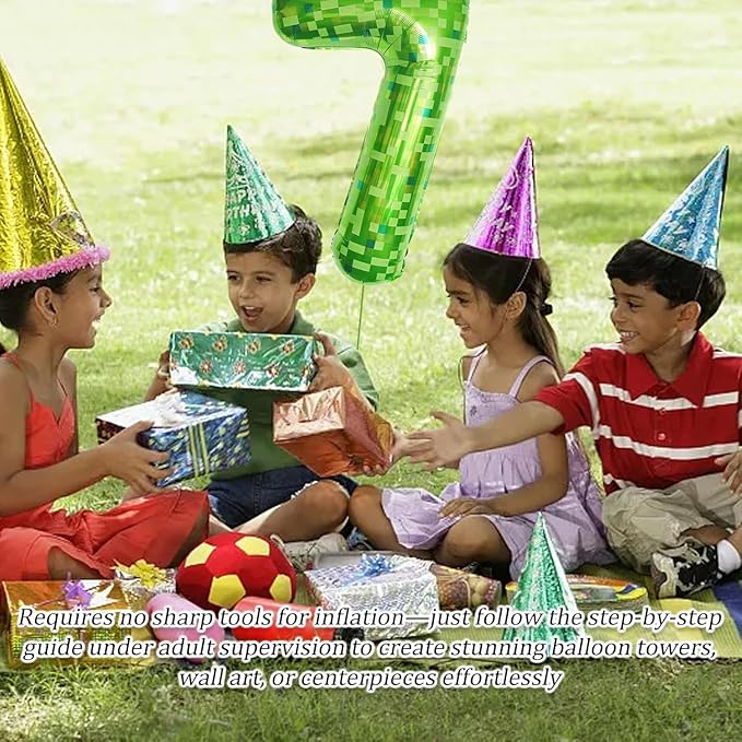 Green Number Balloons, Gaint Green Pixel Number 3 Balloon 40 Inch Dark green 3 Balloon for Boys Girls Kids 3rd Birthday Party Decoration