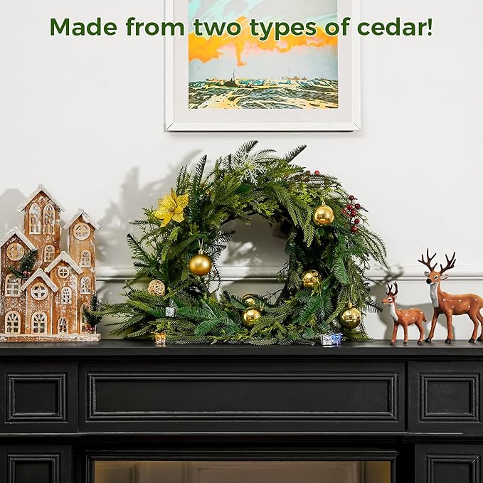 9ft Artificial Eriksson Cypress Garlands, Artificial Christmas Garlands Faux Green Cedar Fake Pine Needles Garland for Table, Stairs, Mantle, Holiday Decor(Eriksson Cypress,9 FT)