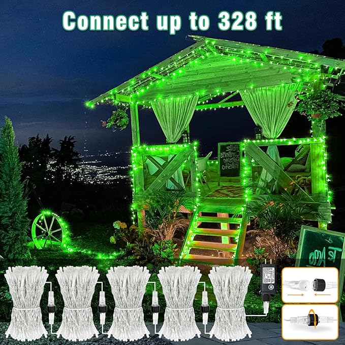 165FT 500 LED Christmas Lights, Plug in Christmas String Lights with Waterproof, 8 Modes Twinkle Fairy Lights for Bedroom Garden Tree House Decorations, Green
