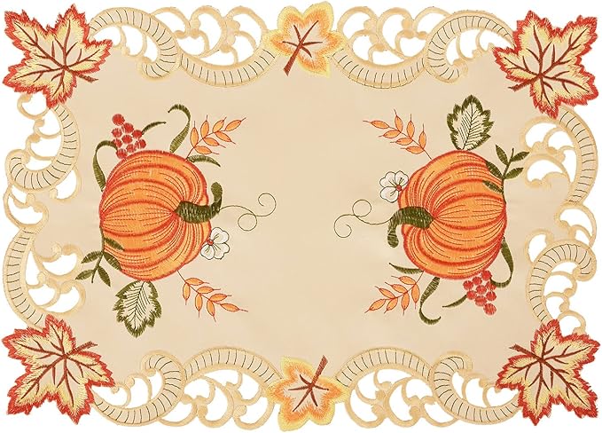 Simhomsen Decorative Thanksgiving Pumpkins Table Placemats (13× 19 Inch Set of 4)