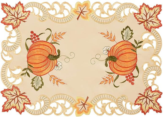 Simhomsen Decorative Thanksgiving Pumpkins Table Placemats (13× 19 Inch Set of 4)