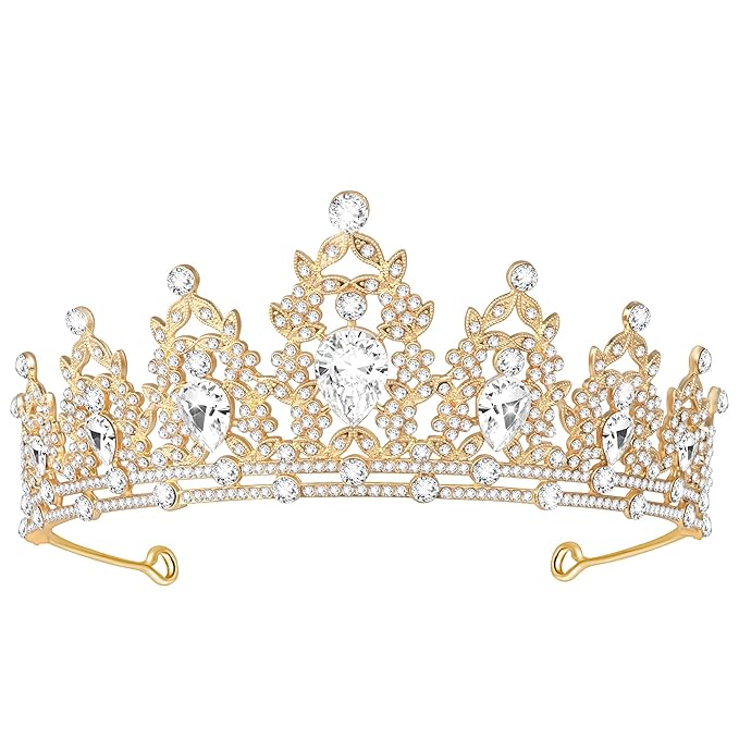 Tiara Crown for Women, Queen Tiara for Birthday Prom Bridal Party Custome Gold