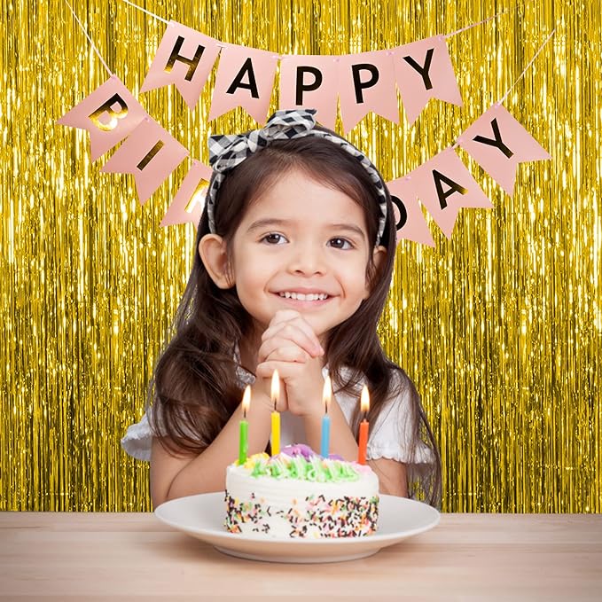 10 Pack Gold Fringe Curtain Backdrop Tinsel Streamers Birthday Party Decorations Christmas Photo Booth Backdrop Halloween New Year Graduation Baby Shower Theme Party Decorations