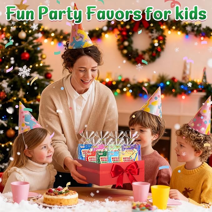 Coloring Books Party Favors for Kids - 24 Pack Christmas Mini Water Coloring Books for Kids Goodie Bags Stuffers Students Classroom Gifts Bulk, Return Gifts for Birthday Christmas Party Favors Bulk