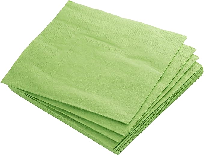 Party Solids 350 Pieces Lime Green Plastic Plates For Party, Lime Green Disposable Plates Set, 50 Of Each 9" Dinner Plate Set, 7" Dessert Plate, Cups, Napkins & Cutlery Plastic Dinnerware