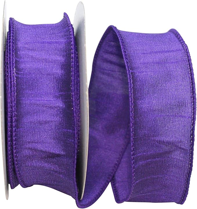 Reliant Ribbon 92975W-064-09F Dupioni Supreme Wired Edge Ribbon, 1-1/2 Inch X 10 Yards, Purple