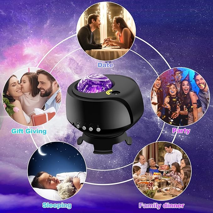 Larger Coverage Area Galaxy Projector,with Changing Galaxy Shapes Star Projector,Night Light with Bluetooth Speaker,White Noise,Gifts for Kids,Adults,Christmas,Birthday(Black)