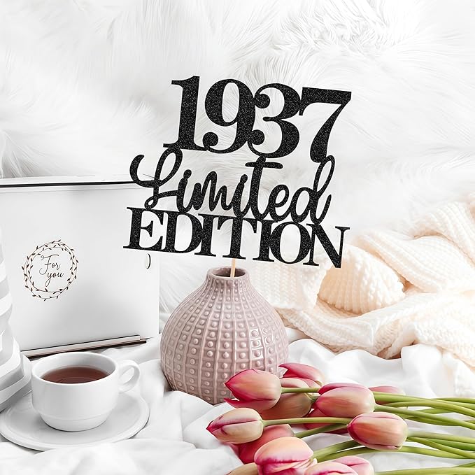 Limited EDITION 1937 Cake Topper - Black Glitter Happy 88th Birthday Party Cake Decoration Supplies, Cheer to 88 Years Cake Bunting Decor for 88th Birthday Party Photo Booth Props