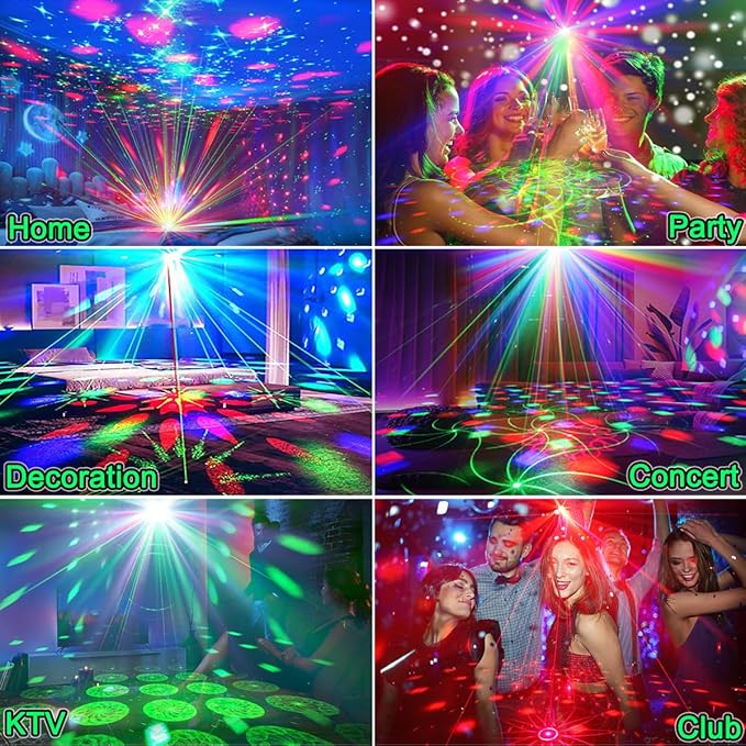 Disco Ball,Party DJ Disco Light Strobe Stage Dance Light Glow Party Sound Activated with Remote Control Rave Ocean Star Projector for Club KTV Christmas Halloween Dancing Parties Holiday Décor