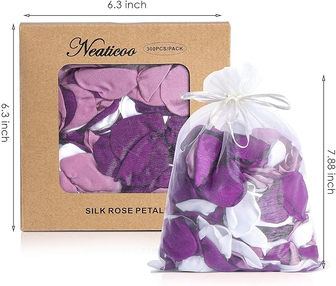 Artificial Silk Rose Petals 300pcs Reusable Fake Purple Flower Petals for Wedding Anniversary Romantic Night Valentines Party Dinner Table Decoration